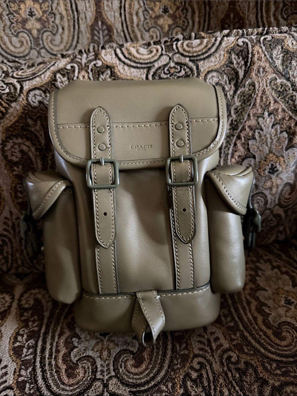 Coach Olive Green Leather Messenger Crossbody Bag - Picture 2 of 11